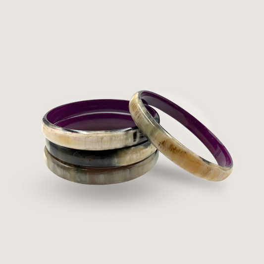 Wide lacquered bangle with purple interior